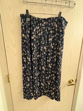 J. Jill Navy small print Floral Smocked Waist Maxi Skirt